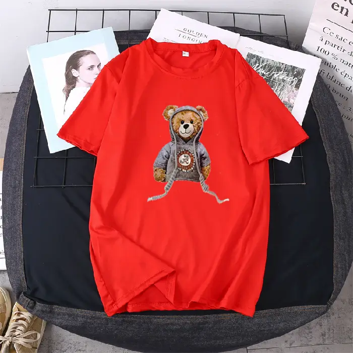 Women Red Teddy Bear T-Shirt Spring 2025 - Image 3