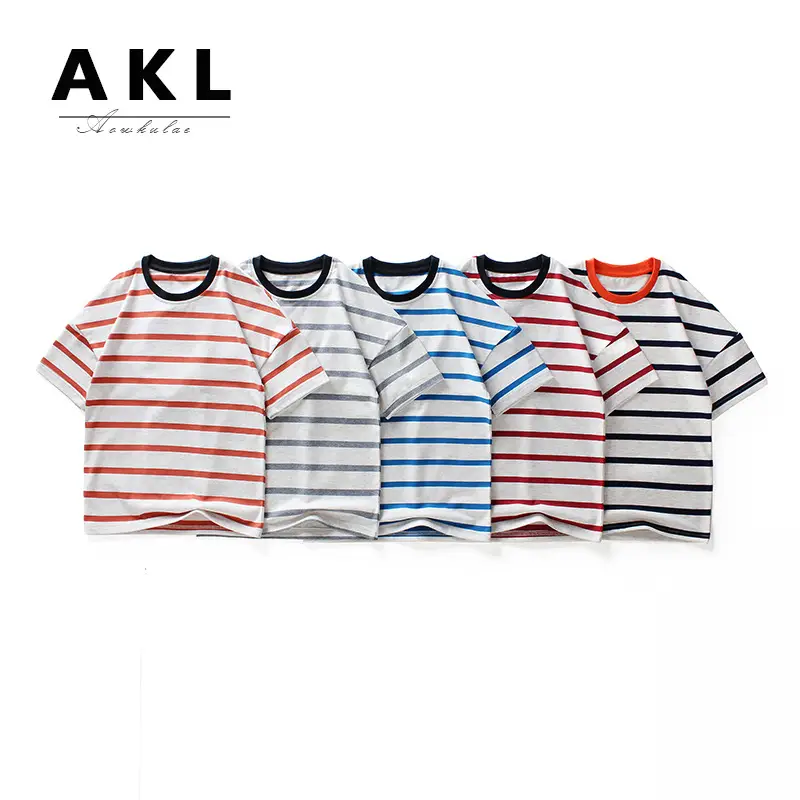 Boys Striped Drop Shoulder T-Shirt for Girls - Image 6