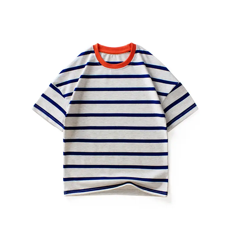Boys Striped Drop Shoulder T-Shirt for Girls - Image 8