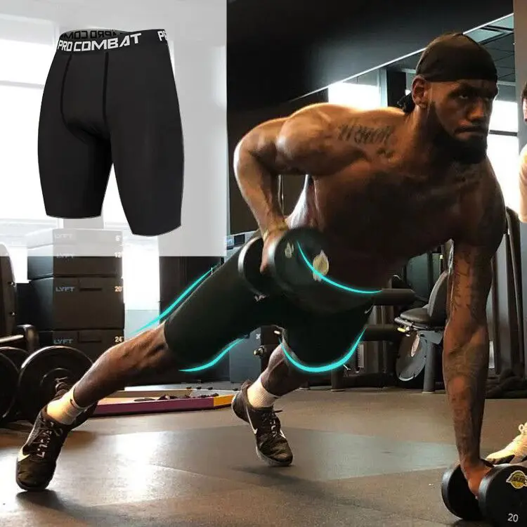 Men's Compression Sports Tights Black Quick Dry Elastic