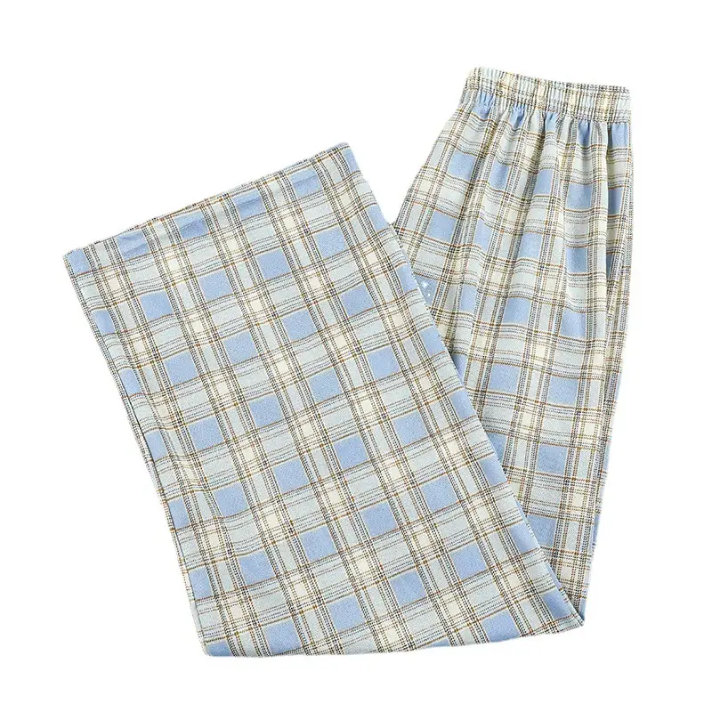 Women's Light Green Plaid Wide Leg Pants 2025 Spring - Image 16