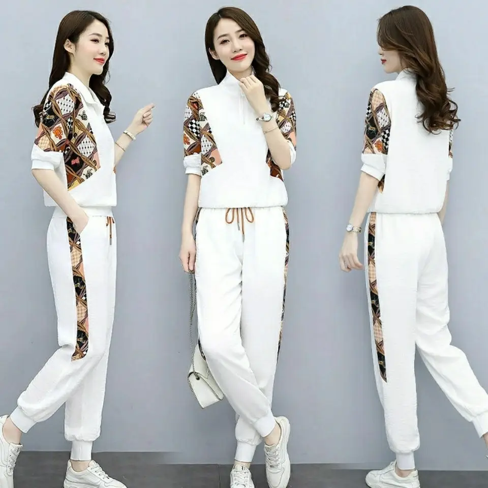 Women's Printed Jersey Jogger Suit White 2026 - Image 4