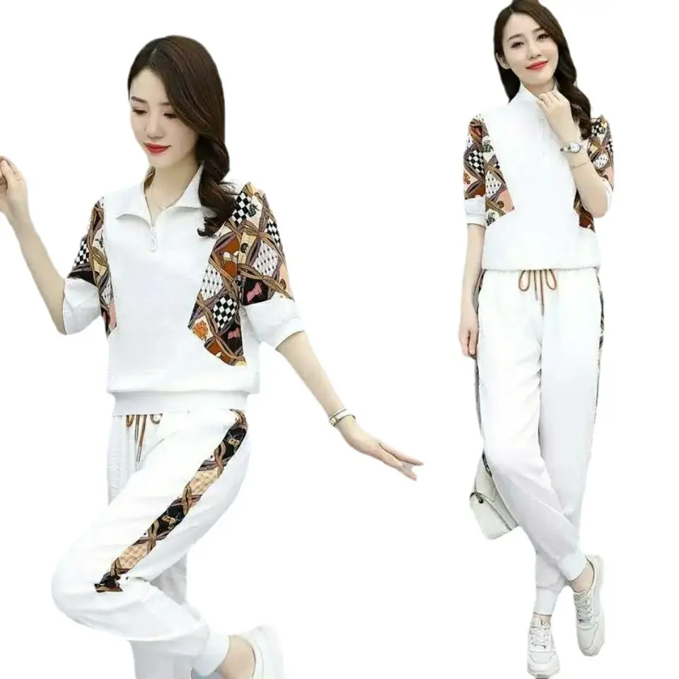 Women's Printed Jersey Jogger Suit White 2026 - Image 7