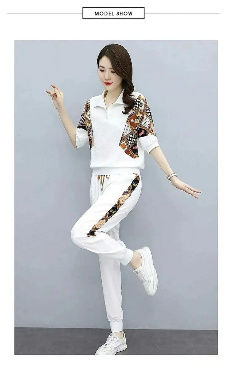 Women's Printed Jersey Jogger Suit White 2026 — feature 18