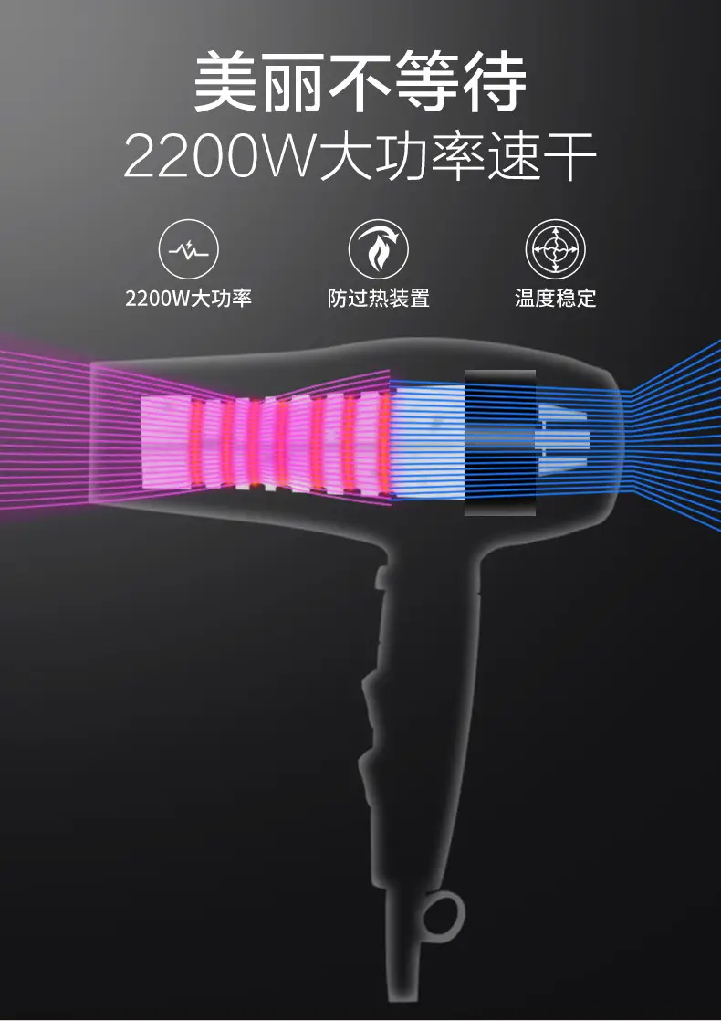 Kangfu Kf-5130 Hair Dryer 2200W Foldable Constant Temp — feature 3
