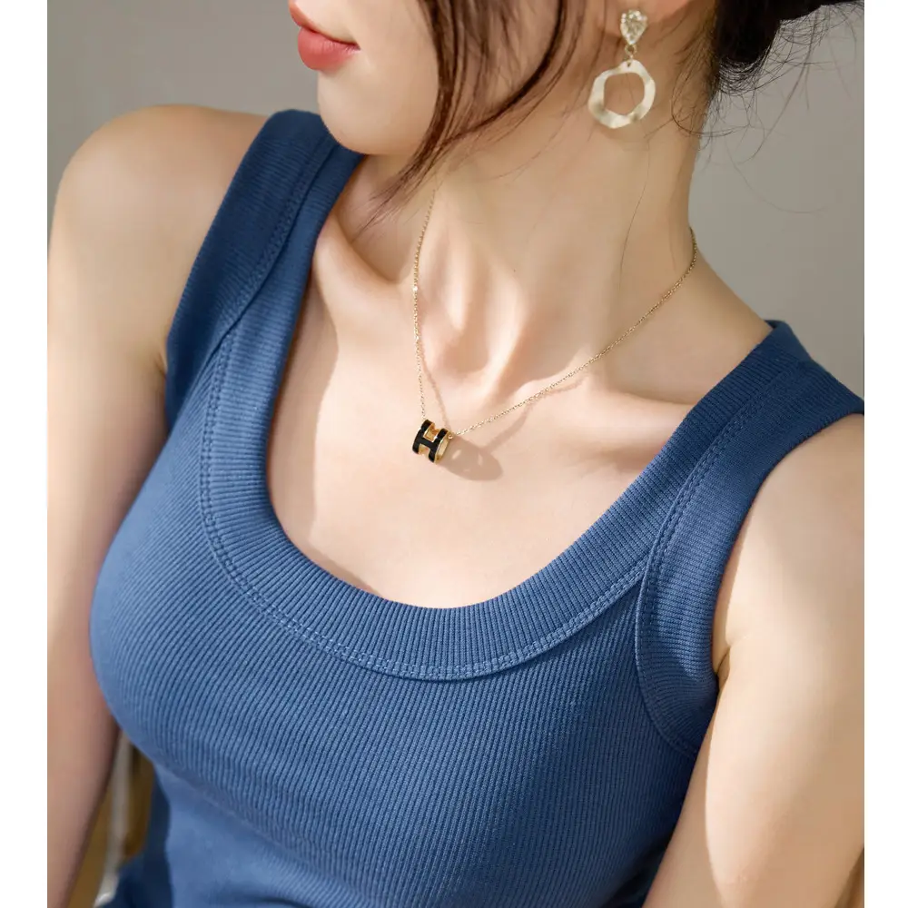 Women's Wide Shoulder Camisole Cotton Summer Anti Exposure Slimming Top - Image 30