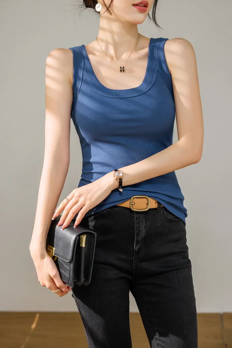 Women's Wide Shoulder Camisole Cotton Summer Anti Exposure Slimming Top — feature 17