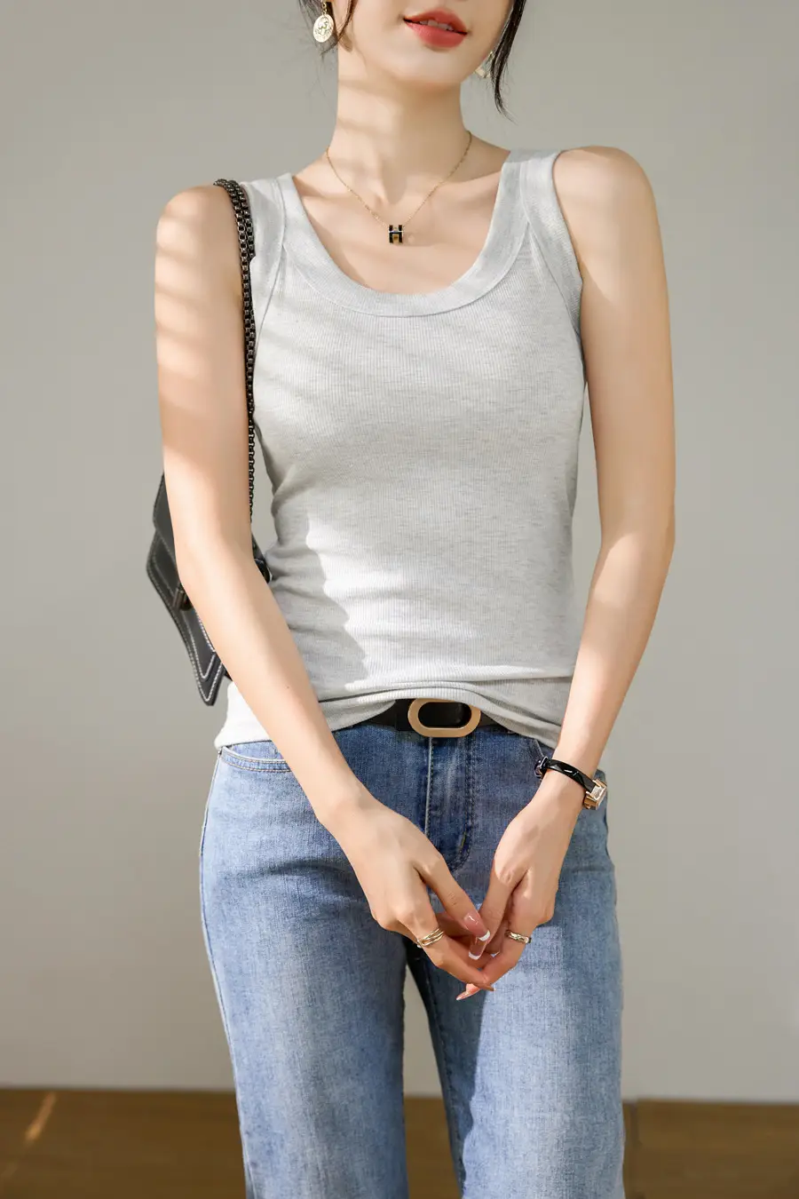 Women's Wide Shoulder Camisole Cotton Summer Anti Exposure Slimming Top — feature 23