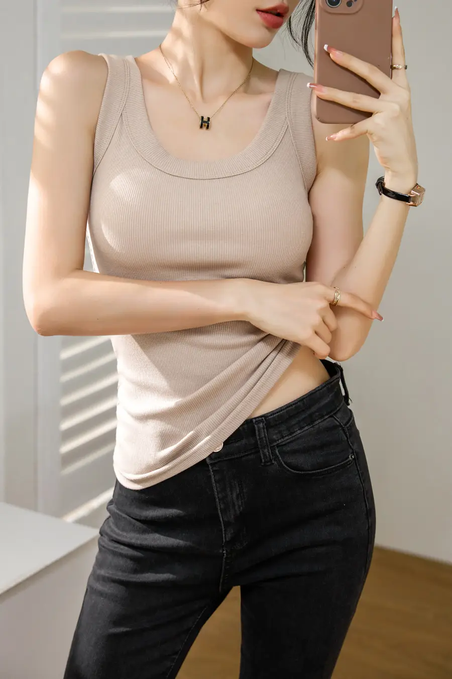 Women's Wide Shoulder Camisole Cotton Summer Anti Exposure Slimming Top — feature 37