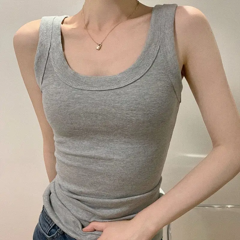 Women's Wide Shoulder Camisole Cotton Summer Anti Exposure Slimming Top — feature 5
