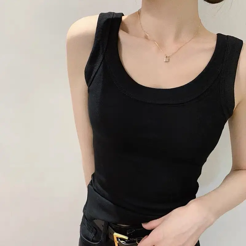 Women's Wide Shoulder Camisole Cotton Summer Anti Exposure Slimming Top — feature 7