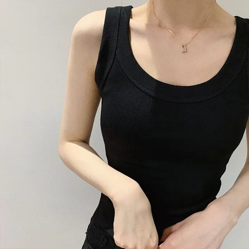 Women's Wide Shoulder Camisole Cotton Summer Anti Exposure Slimming Top — feature 9