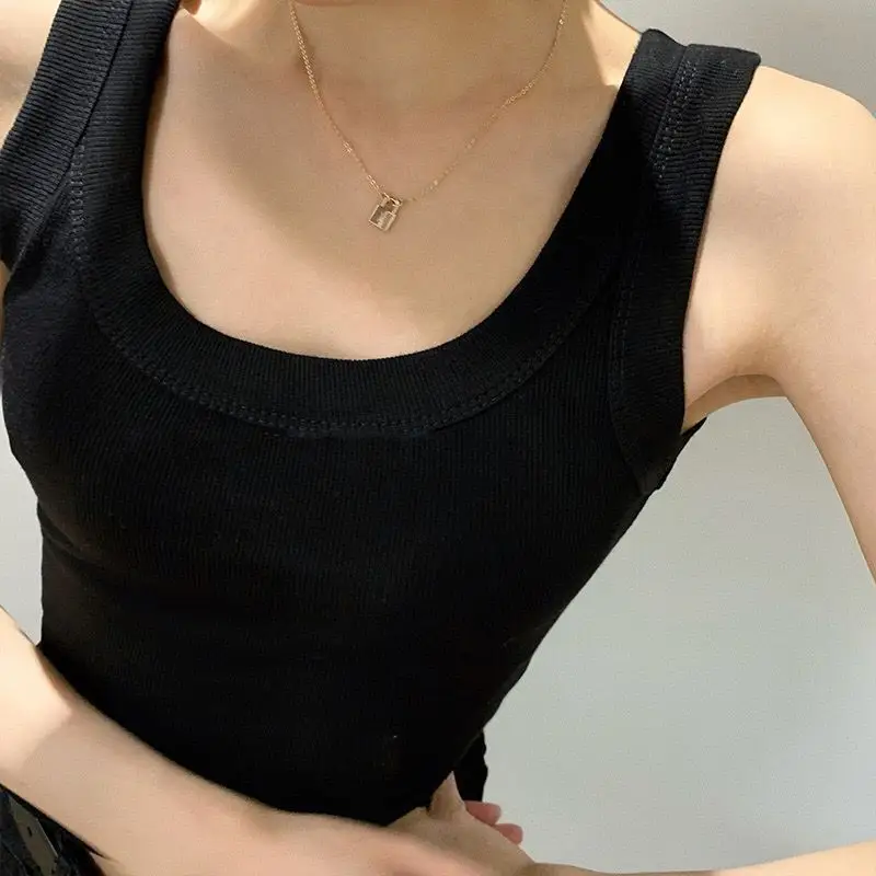 Women's Wide Shoulder Camisole Cotton Summer Anti Exposure Slimming Top - Image 12