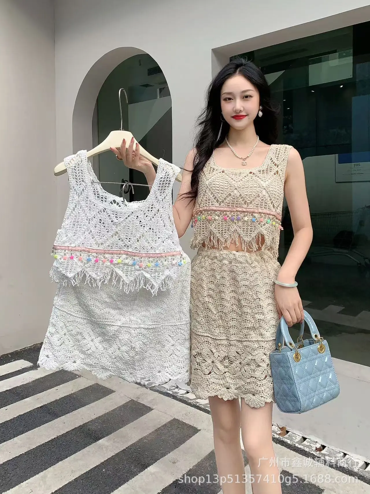 Women's White Embroidered Cotton Shorts F180 - Image 52