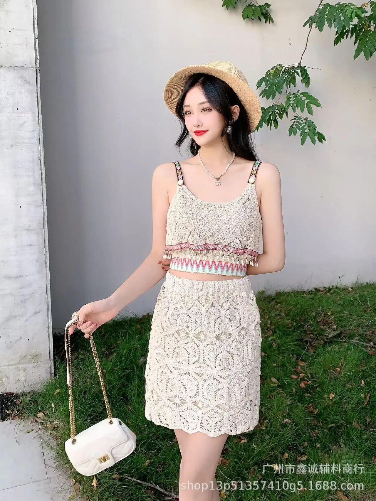 Women's White Embroidered Cotton Shorts F180 - Image 62