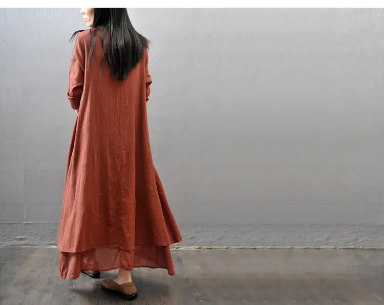 Long Flared Linen Dress with Tassel Detail — feature 15