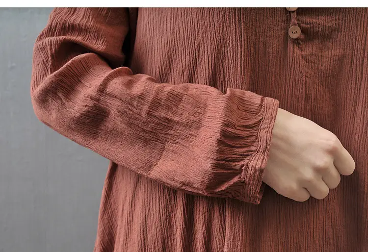 Long Flared Linen Dress with Tassel Detail — feature 18