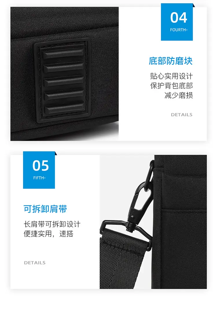 15.6inch Laptop Bag Black Business Shoulder Large Capacity — feature 12