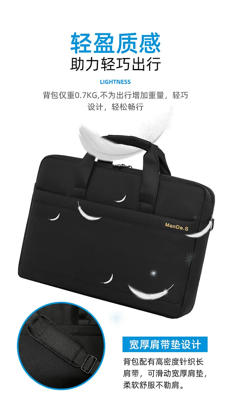 15.6inch Laptop Bag Black Business Shoulder Large Capacity — feature 6