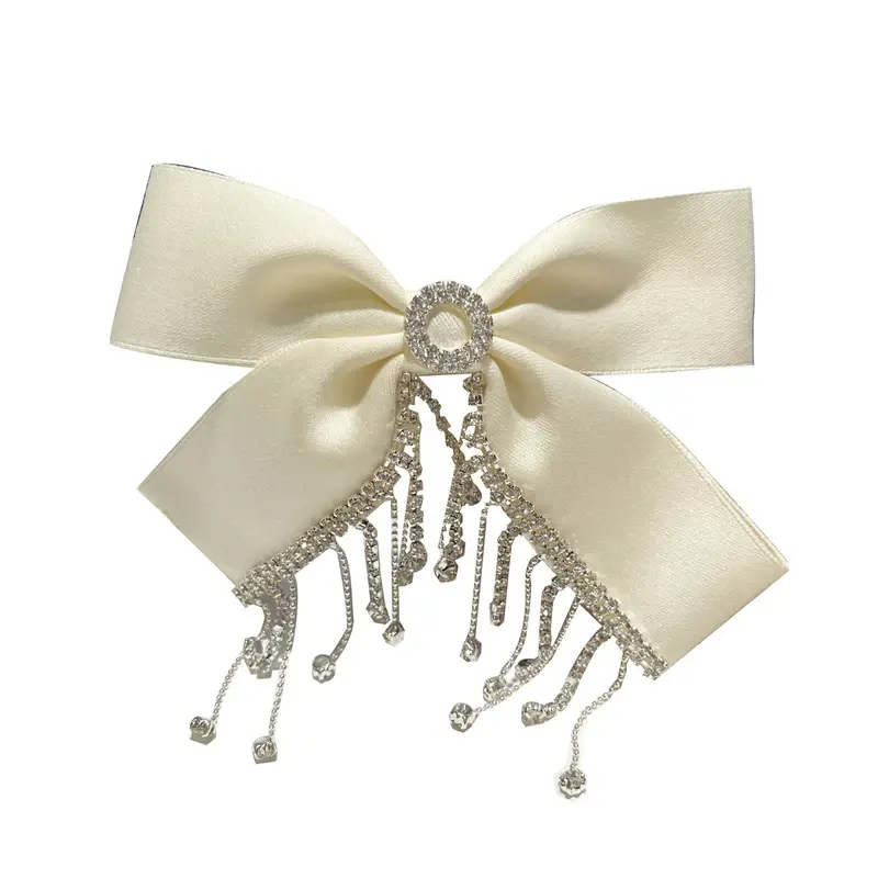 Retro Rhinestone Bow Hairpin Red South Korea - Image 9