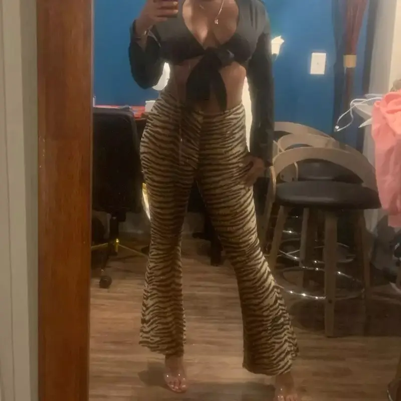 2025 Women's Leopard Print High Waist Casual Pants — feature 21