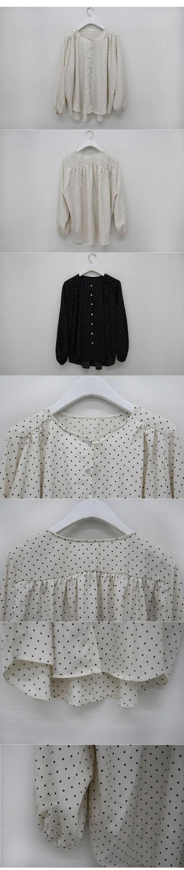 Women's Long Sleeve Polka Dot Chiffon Shirt Beige — feature 12