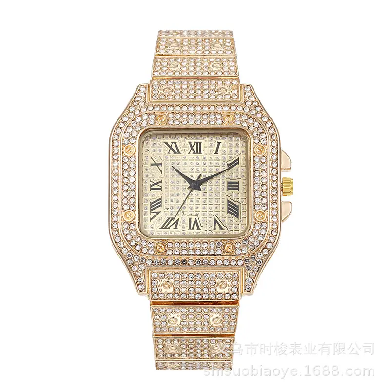 Cross-border square watch gypsophila steel band Diamond European and American men's Roman graduated gypsophila fashion quartz watch