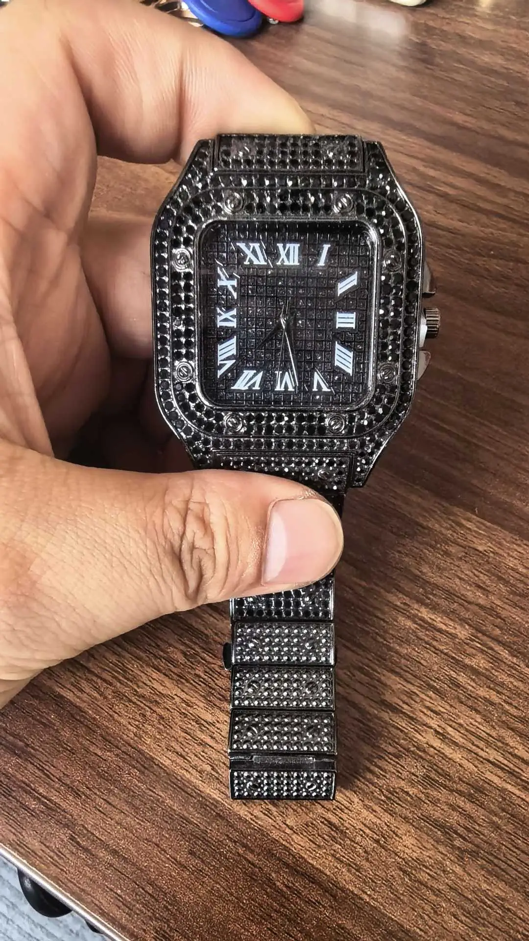 Cross-border square watch gypsophila steel band Diamond European and American men's Roman graduated gypsophila fashion quartz watch