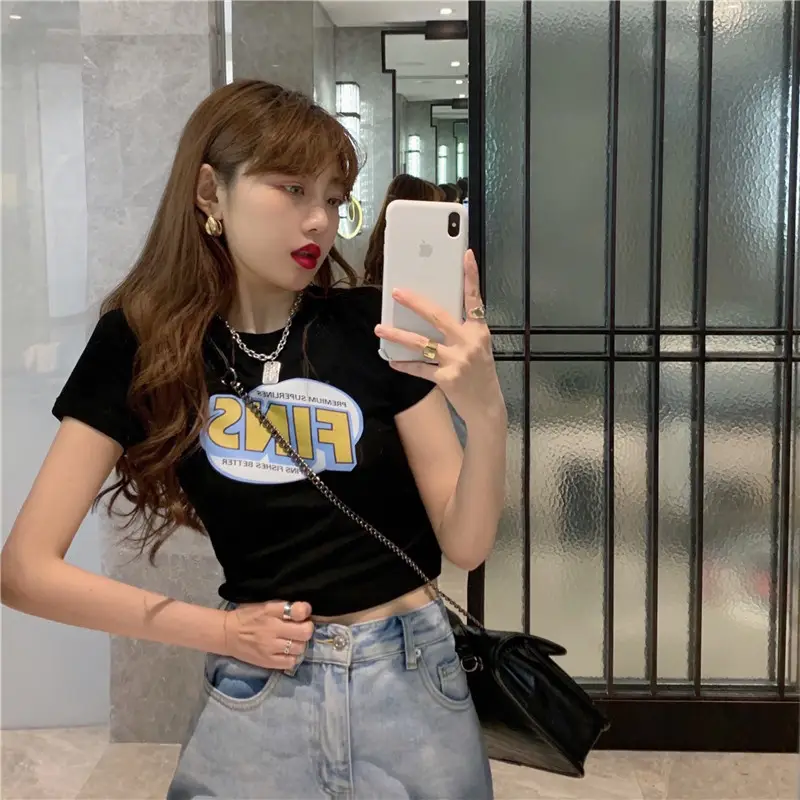Women Printed FINS Short Crop Top Gray Pants Set — feature 6