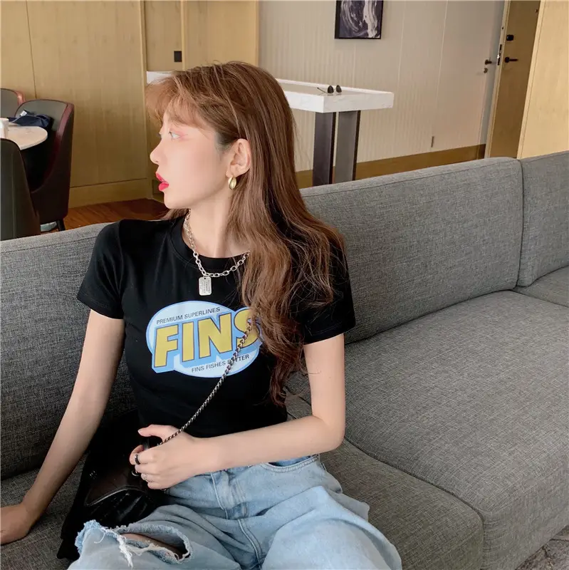Women Printed FINS Short Crop Top Gray Pants Set — feature 7