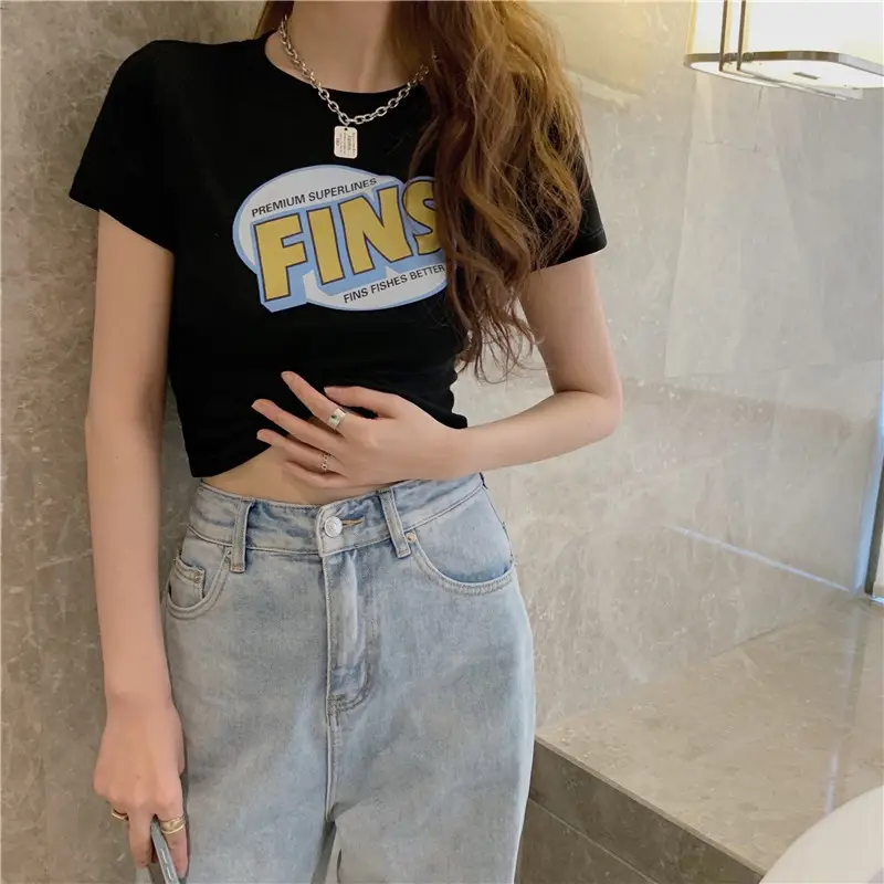 Women Printed FINS Short Crop Top Gray Pants Set — feature 8