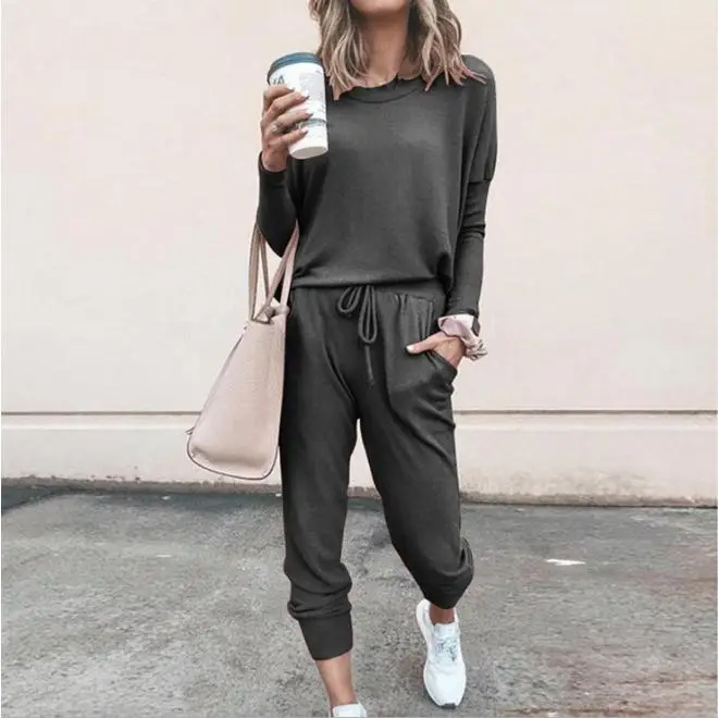 Women Pink Loose Fit Long Sleeve Sweatpants Set — feature 10