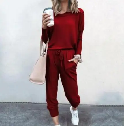 Women Pink Loose Fit Long Sleeve Sweatpants Set — feature 5