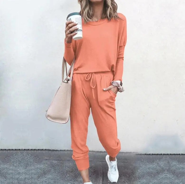 Women Pink Loose Fit Long Sleeve Sweatpants Set — feature 6