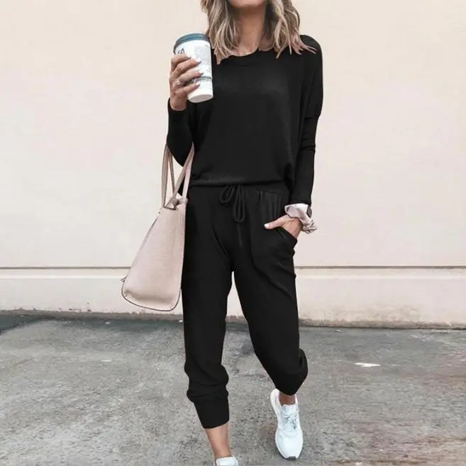 Women Pink Loose Fit Long Sleeve Sweatpants Set — feature 8