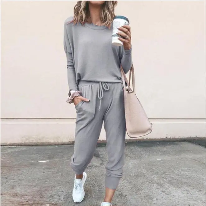 Women Pink Loose Fit Long Sleeve Sweatpants Set — feature 9