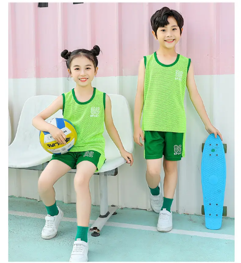 Girls Pink Purple Mesh Sports Shorts Set Summer — feature 15