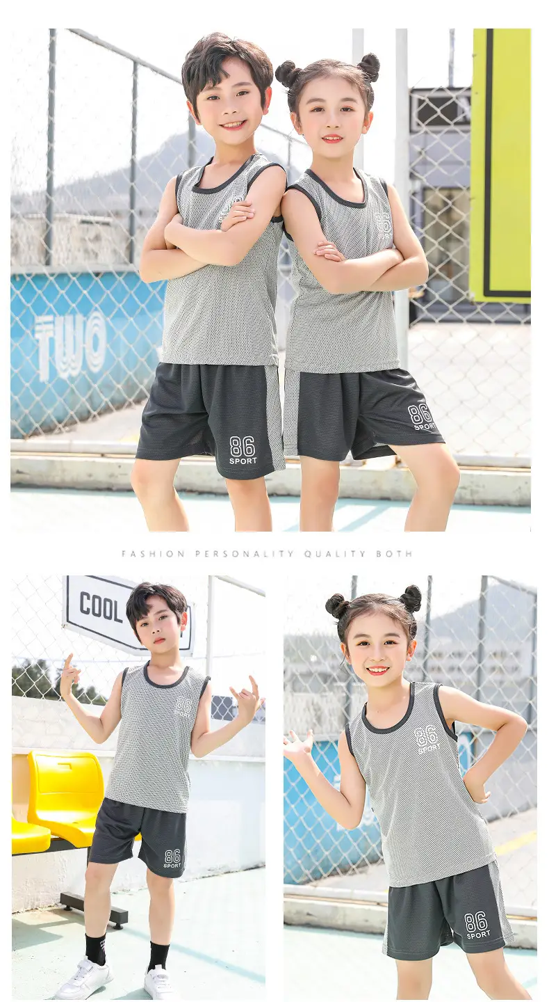 Girls Pink Purple Mesh Sports Shorts Set Summer — feature 18