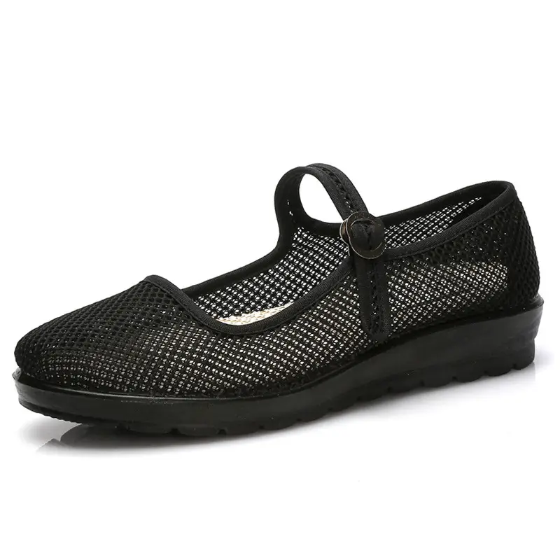 Summer Old Beijing Cloth Shoes Women's Mesh Shoes Breathable Mesh Work Shoes Women's Flat Hotel Work Shoes Soft Sole Mother Shoes