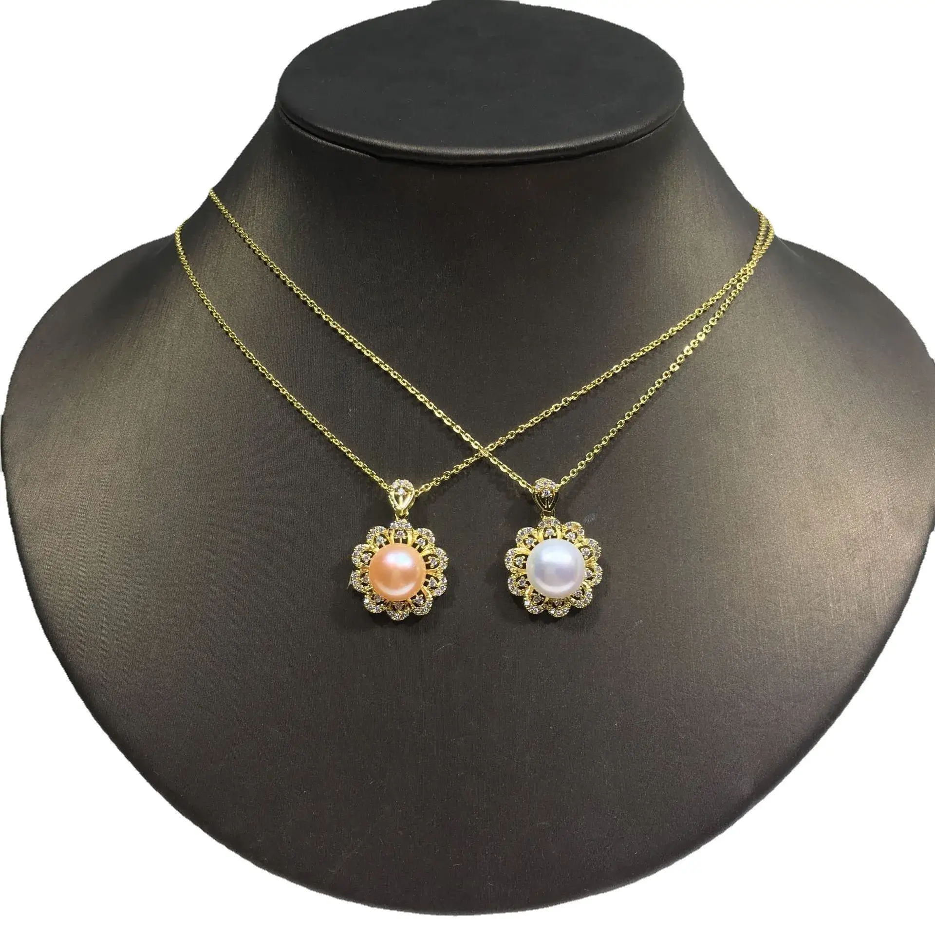 Wholesale Pearl Jewelry Sunflower Necklace Real Gold Color-Preserving Export Gift - Image 5
