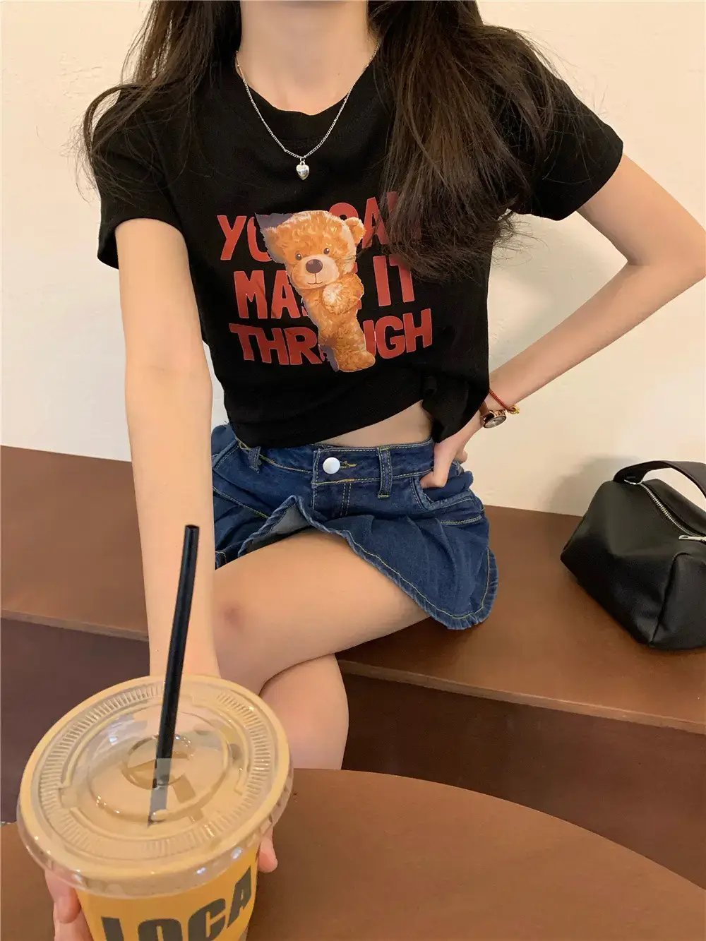2025 Summer Women Korean Style Letter Bear Print T-Shirt — feature 8