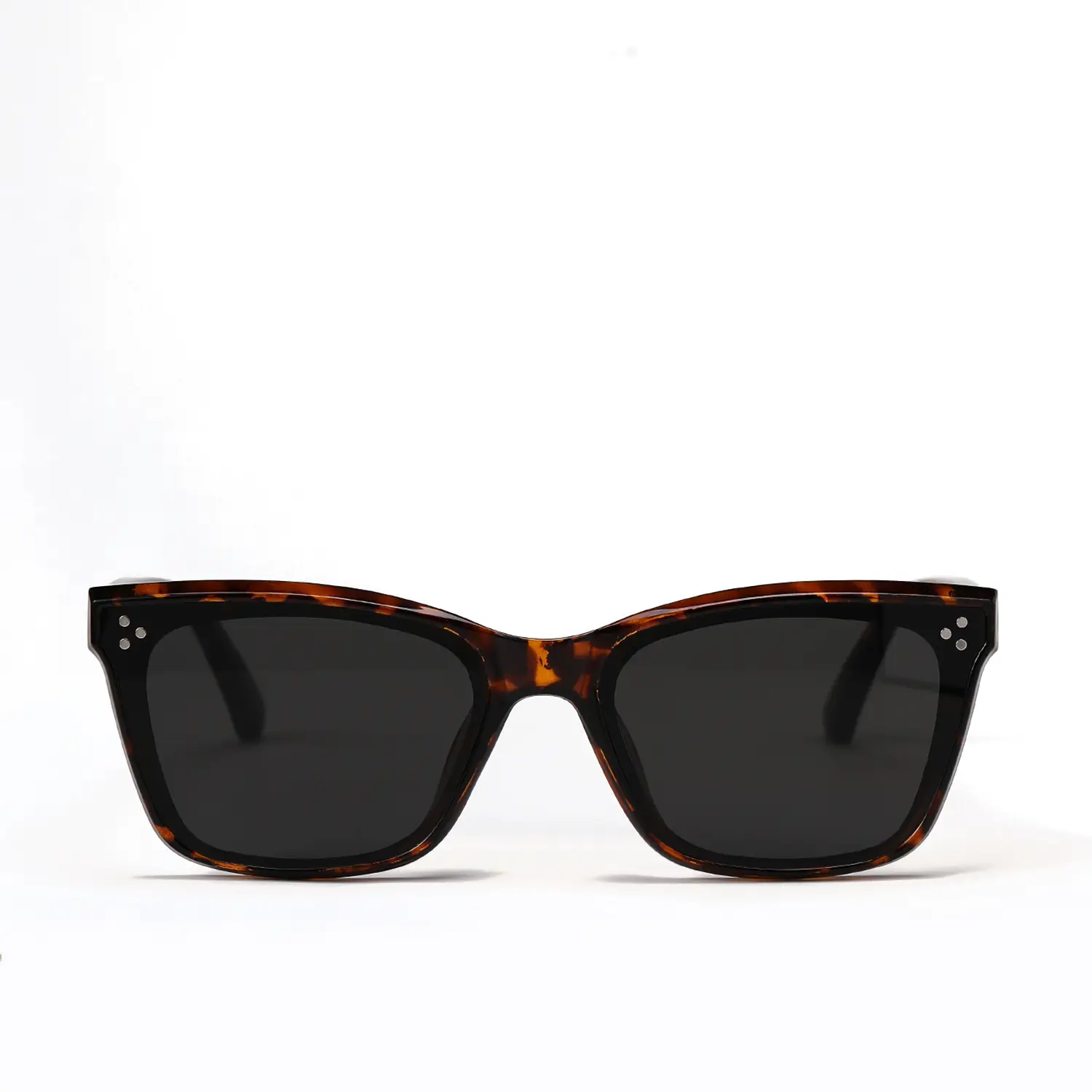 Women Retro Square Sunglasses with Rivet Design