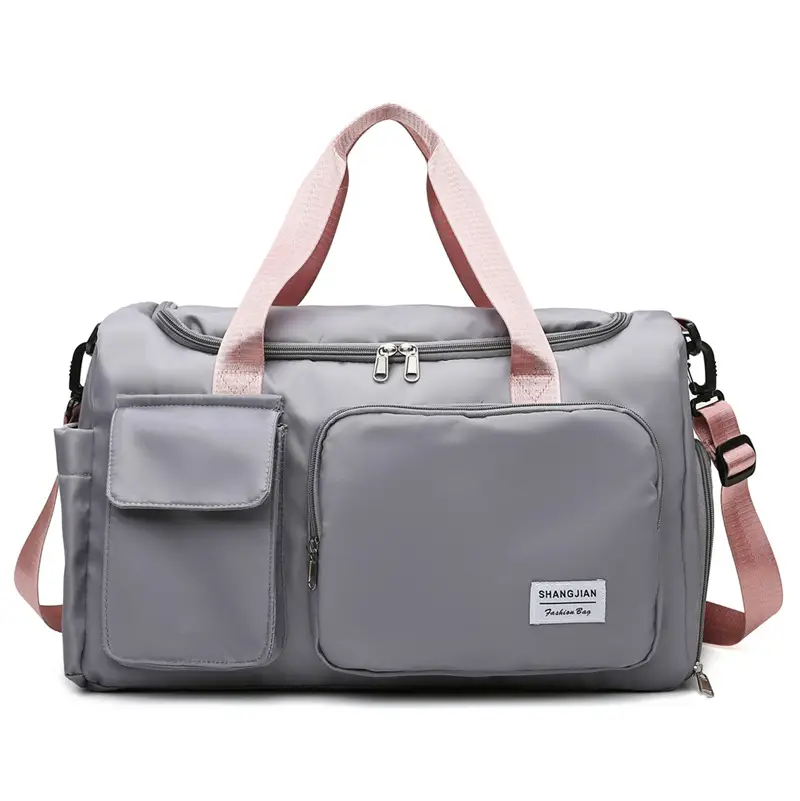 Purple Gym Bag with 5-Piece Compartment & Pink Strap - Image 11