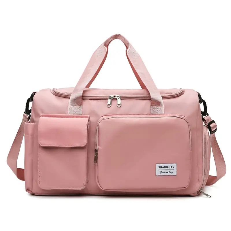 Purple Gym Bag with 5-Piece Compartment & Pink Strap - Image 4