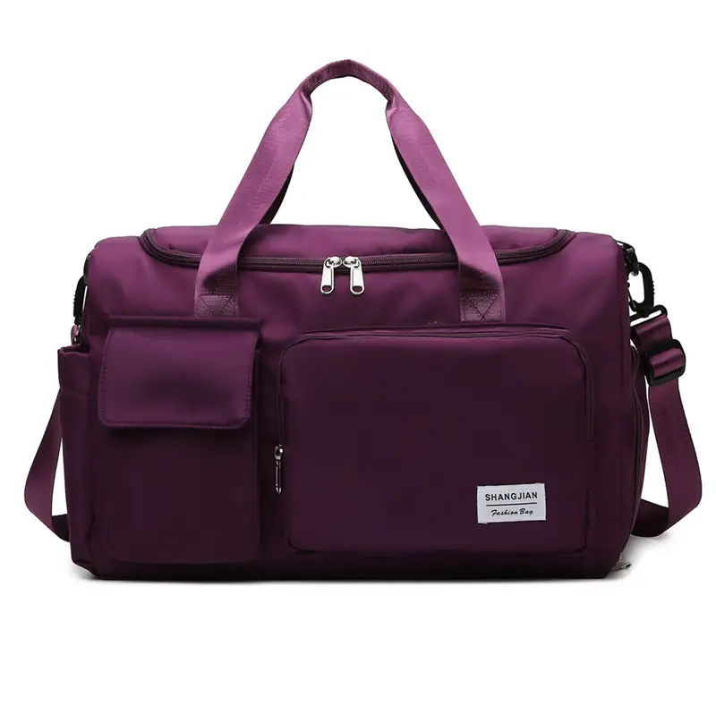 Purple Gym Bag with 5-Piece Compartment & Pink Strap - Image 5