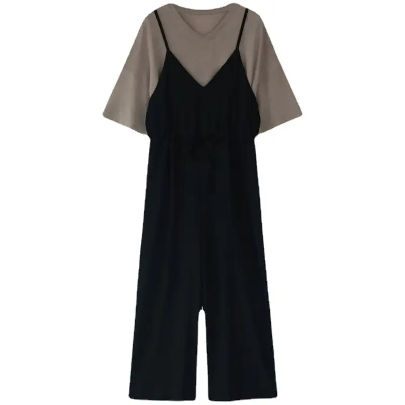 Women 2026 Summer Loose Jumpsuit Two-Piece Set Black - Image 6