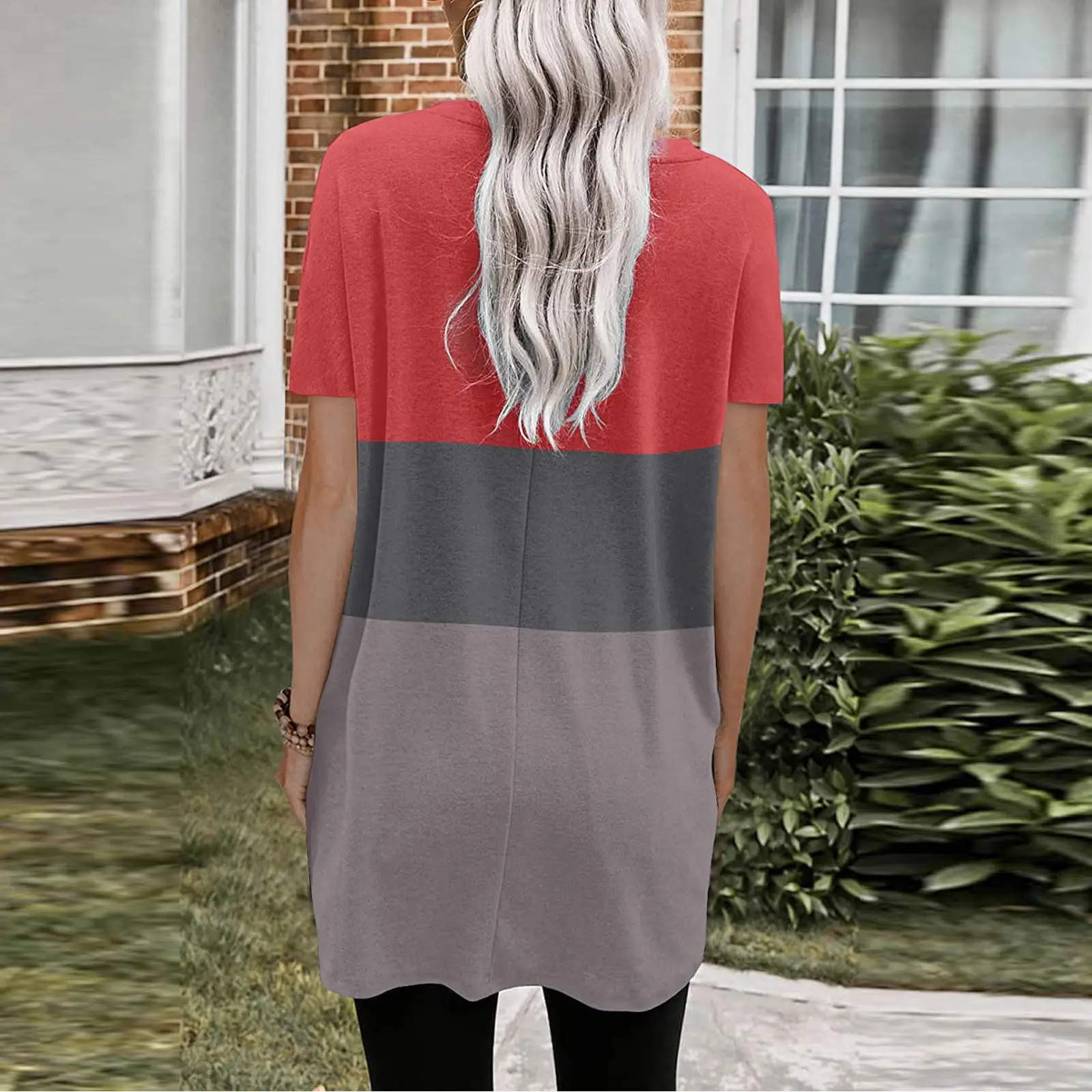 2025 Black Grey Striped Flap Pocket T-Shirt - Image 7