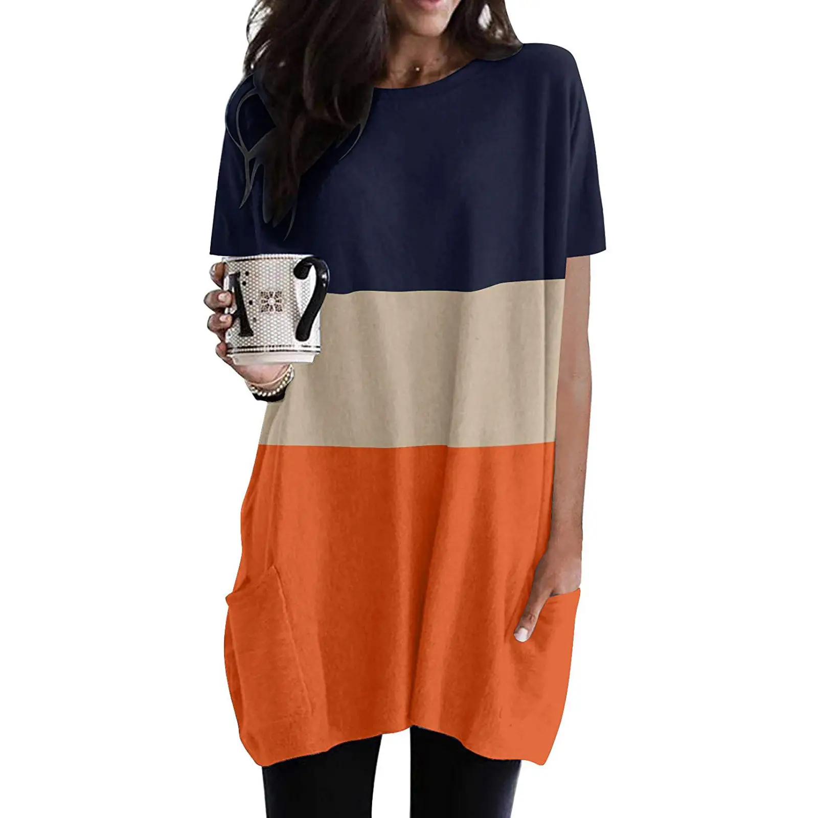 2025 Black Grey Striped Flap Pocket T-Shirt - Image 2