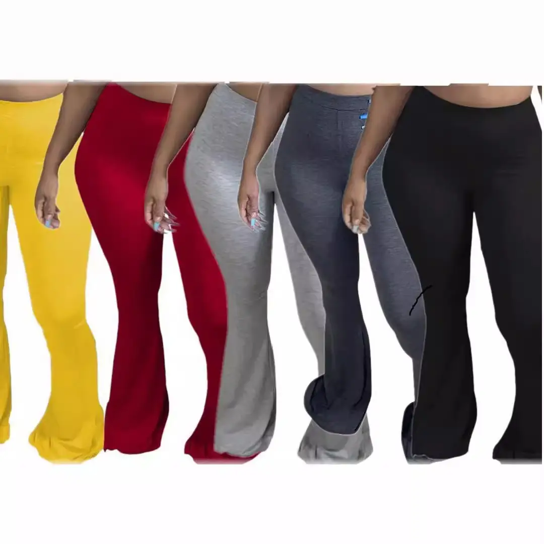 Women Flared Yellow Pants Large Urban Casual