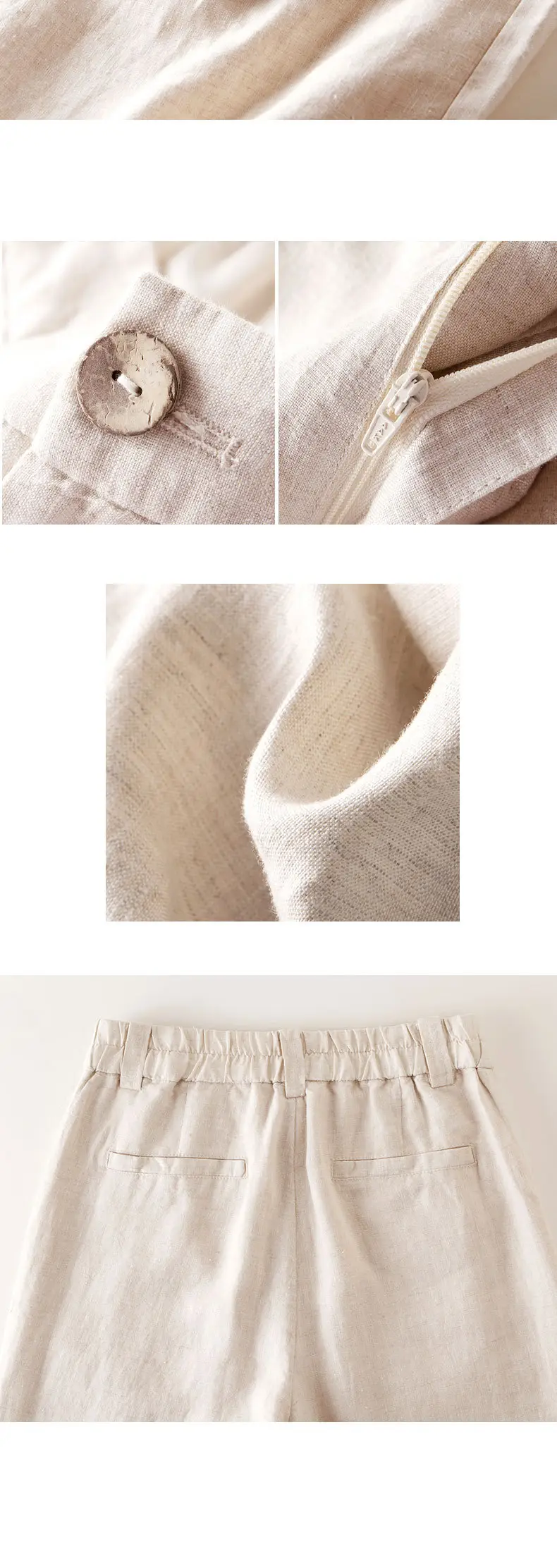 Women's Loose Slimming Cotton Linen Pants White — feature 14